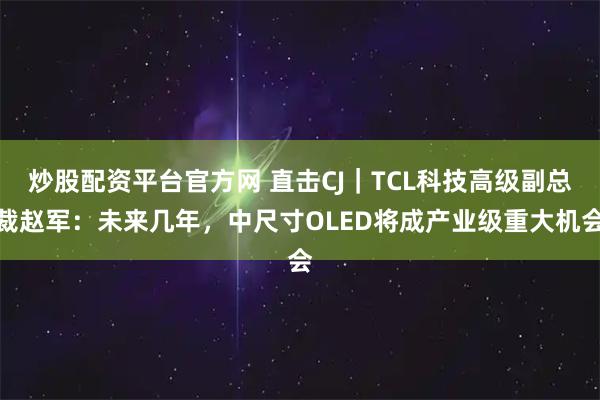 炒股配资平台官方网 直击CJ｜TCL科技高级副总裁赵军：未来几年，中尺寸OLED将成产业级重大机会