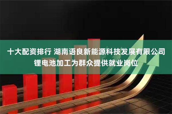 十大配资排行 湖南语良新能源科技发展有限公司锂电池加工为群众提供就业岗位